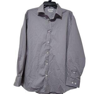 Haggar Mens Dress Shirt Size Medium Gray Classic Fit.  New